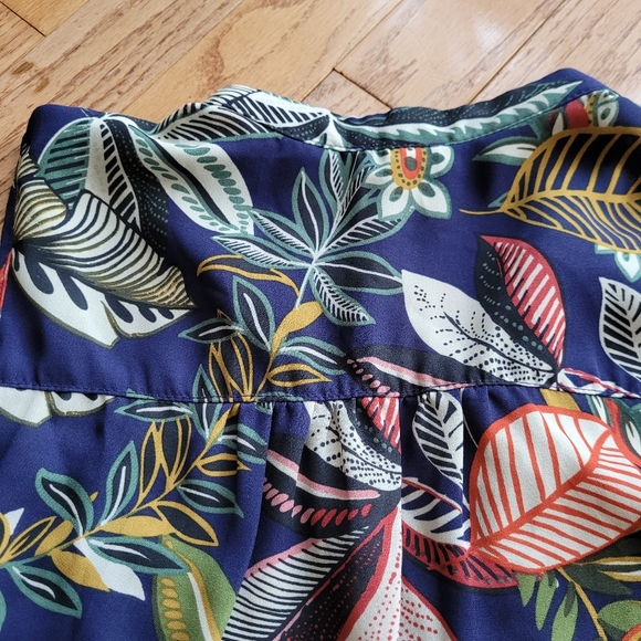 Spense Floral Shirt Tunic Sleeveless Band Collar Hi Low Hem - Picture 9 of 14